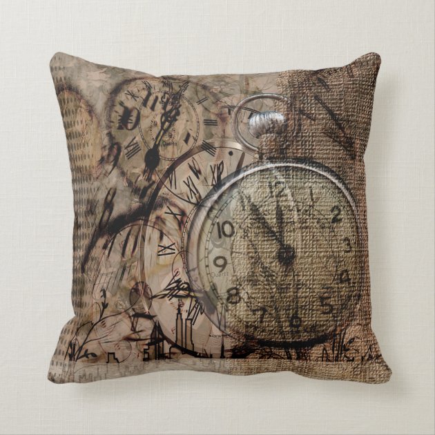 Vintage Time Rustic Style Throw Pillow Zazzle